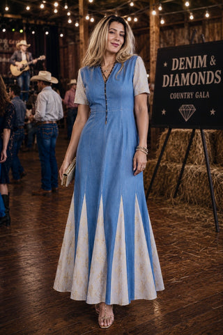 Dallas Denim Maxi Dress | Chic Western Style