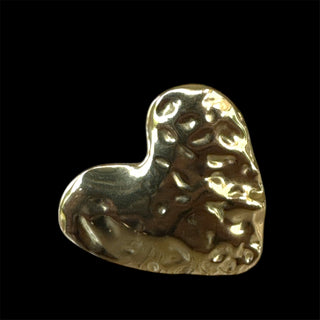 Over-sized gold plated hammered heart statement ring. Top view.