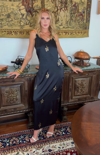 Front view for length of slip dress.