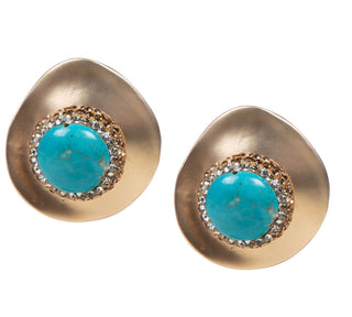 Geometric Turquoise Rhinestone Alloy Stud Earrings (Gold and Silver) - Paryse Style | Tall Fashion