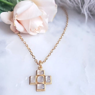God Heals (smaller enhancer) Necklace with Chalcedony Stones - Paryse Style | Tall Fashion