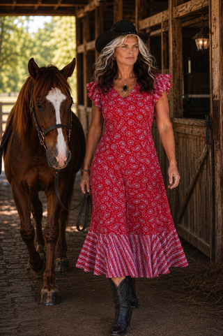 Tall Women's Western Bandana Midi Dress | Paryse Style
