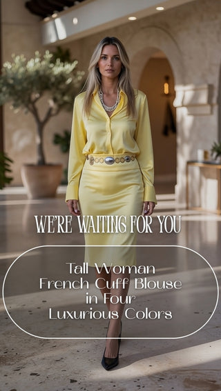 Tall Luxury Charmeuse Blouse – Extra Long French Cuff Sleeves