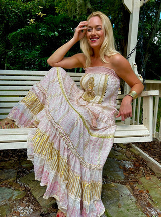 Tall Bohemian Embroidered Bandeau Maxi Dress | Dusty Rose Tall Bohemian Embroidered Bandeau Maxi Dress | Dusty Rose
