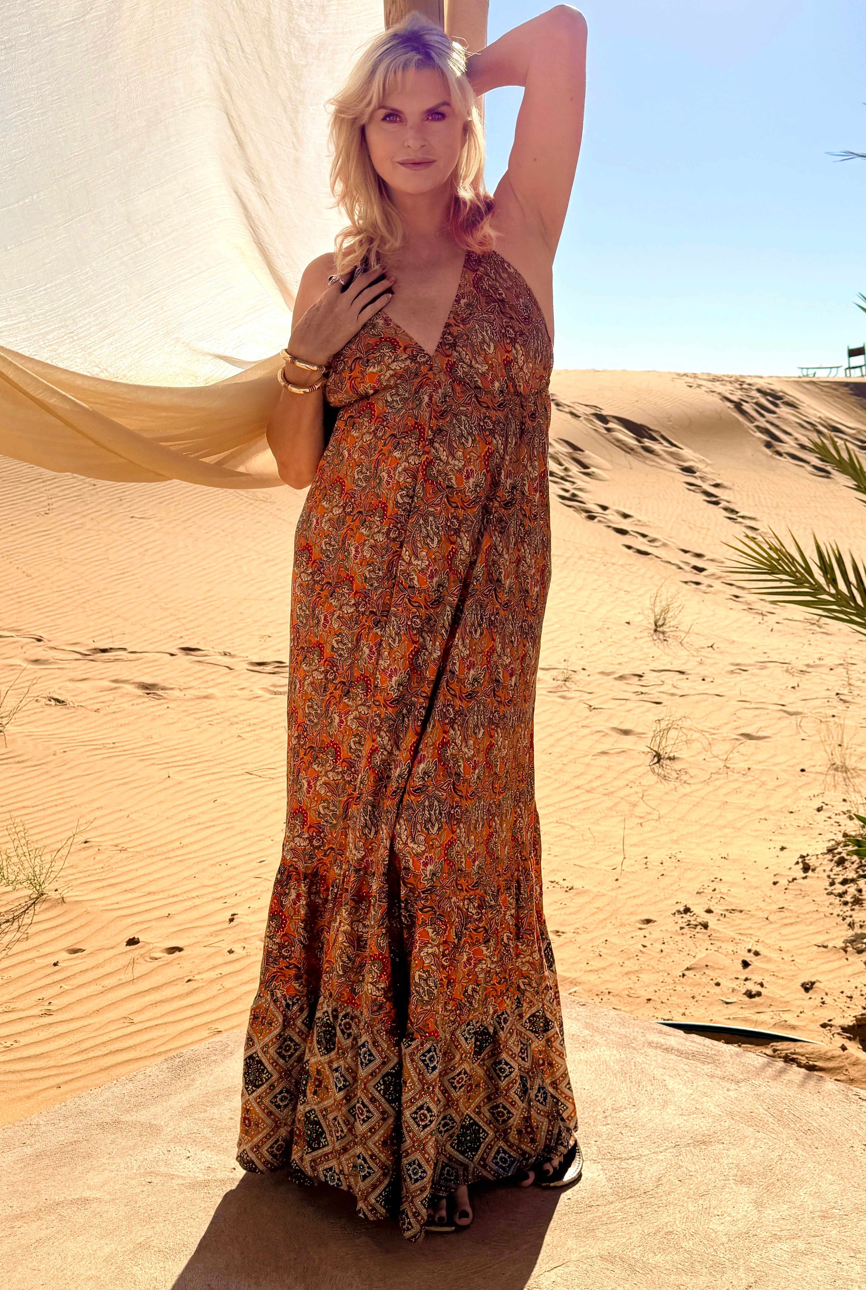 Tall Bohemian Halter Maxi Dress | Desert Sand Tall Bohemian Halter Maxi Dress | Desert Sand