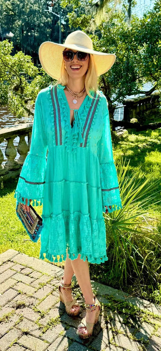 Tall Women's Boho Midi Dress - Blue